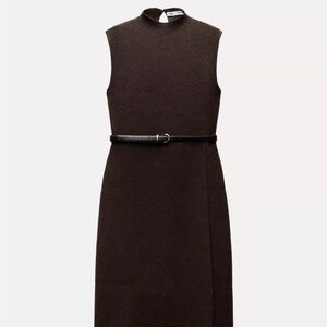 Zara Belted Long Knit Dress brown size large NEW never been worn